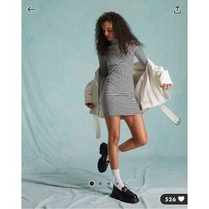 Miss Selfridge ASOS Turtleneck Mini Dress in Black and White Stripe NWOT Size 6